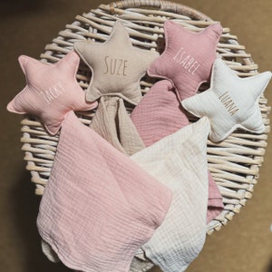 Muslin cuddle cloth with star + name