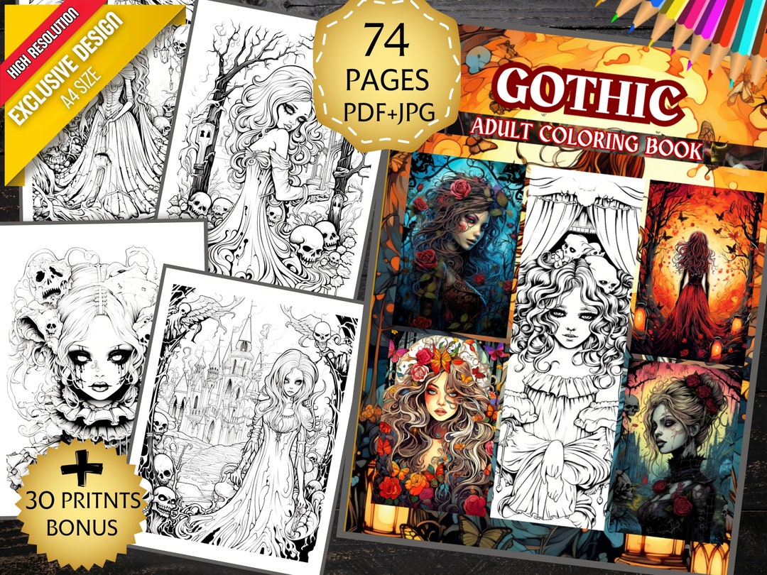 Gothic Colouring Pages, Gothic Coloring Pages, Dark Beauty Coloring ...