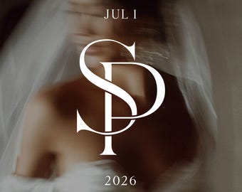 Paar MONOGRAM voor bruiloft, gepersonaliseerd elegant digitaal monogram, kant-en-klaar logo-ontwerp voor paar, aangepast huwelijksmonogram gemaakt van initialen