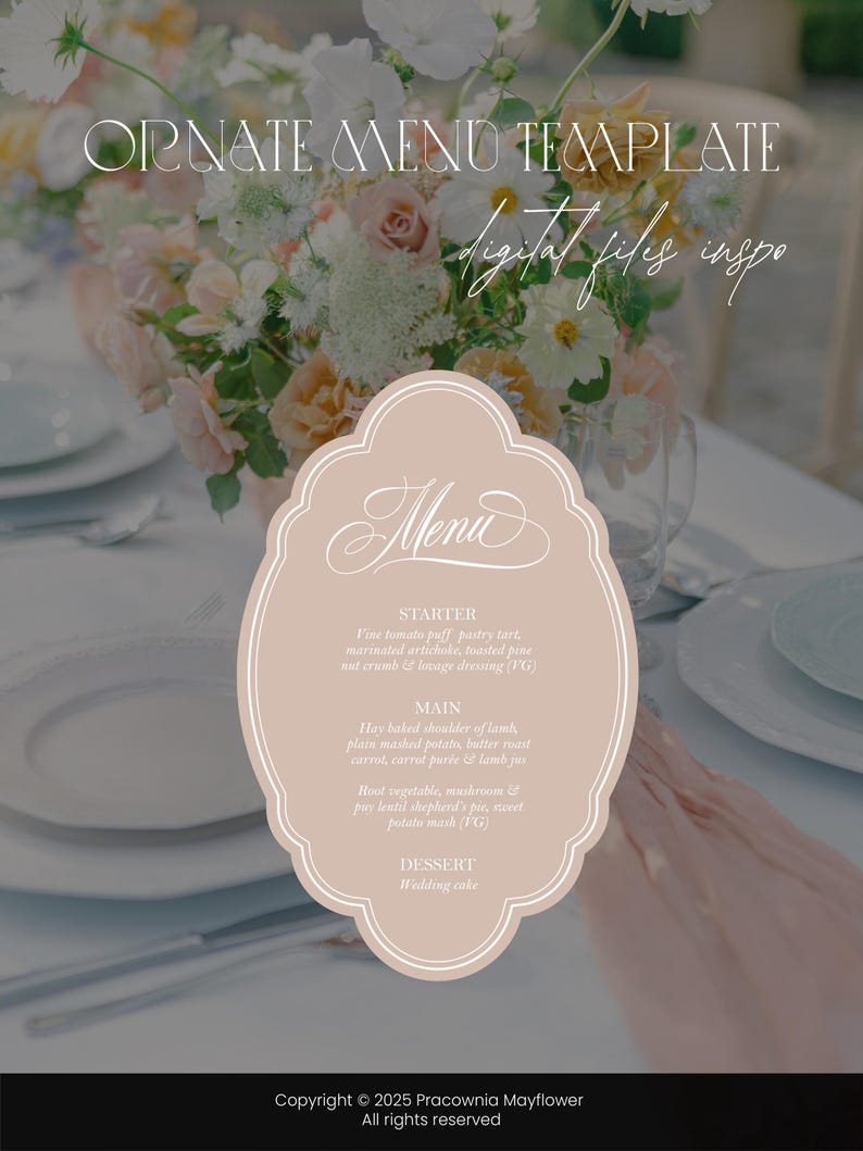 Ornate wedding menu digital files, Vintage romantic menus frame, Ornate shapes, SVG cut files, Marquee borders, Decorative frame, Old money image 6