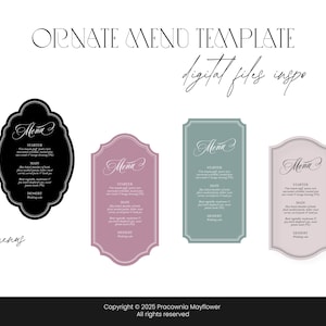 Ornate wedding menu digital files, Vintage romantic menus frame, Ornate shapes, SVG cut files, Marquee borders, Decorative frame, Old money image 3
