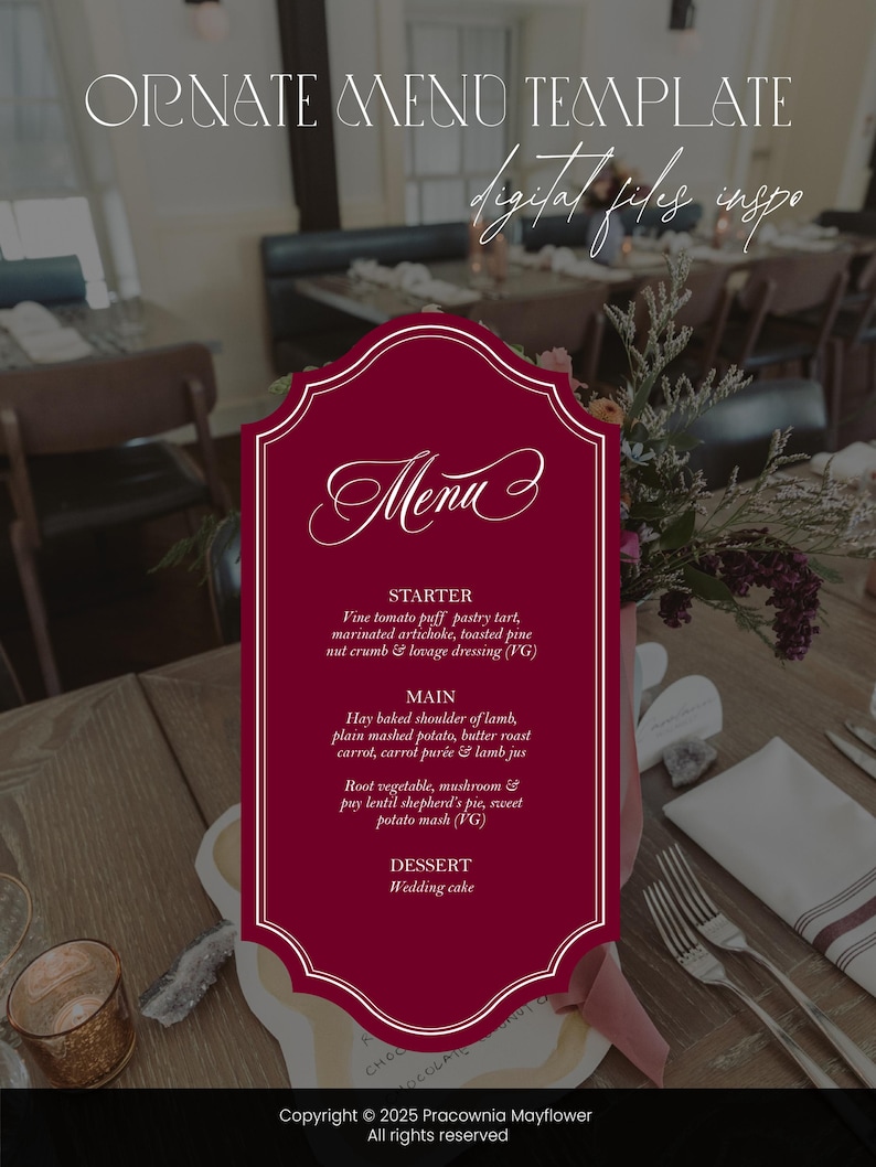 Ornate wedding menu digital files, Vintage romantic menus frame, Ornate shapes, SVG cut files, Marquee borders, Decorative frame, Old money image 5
