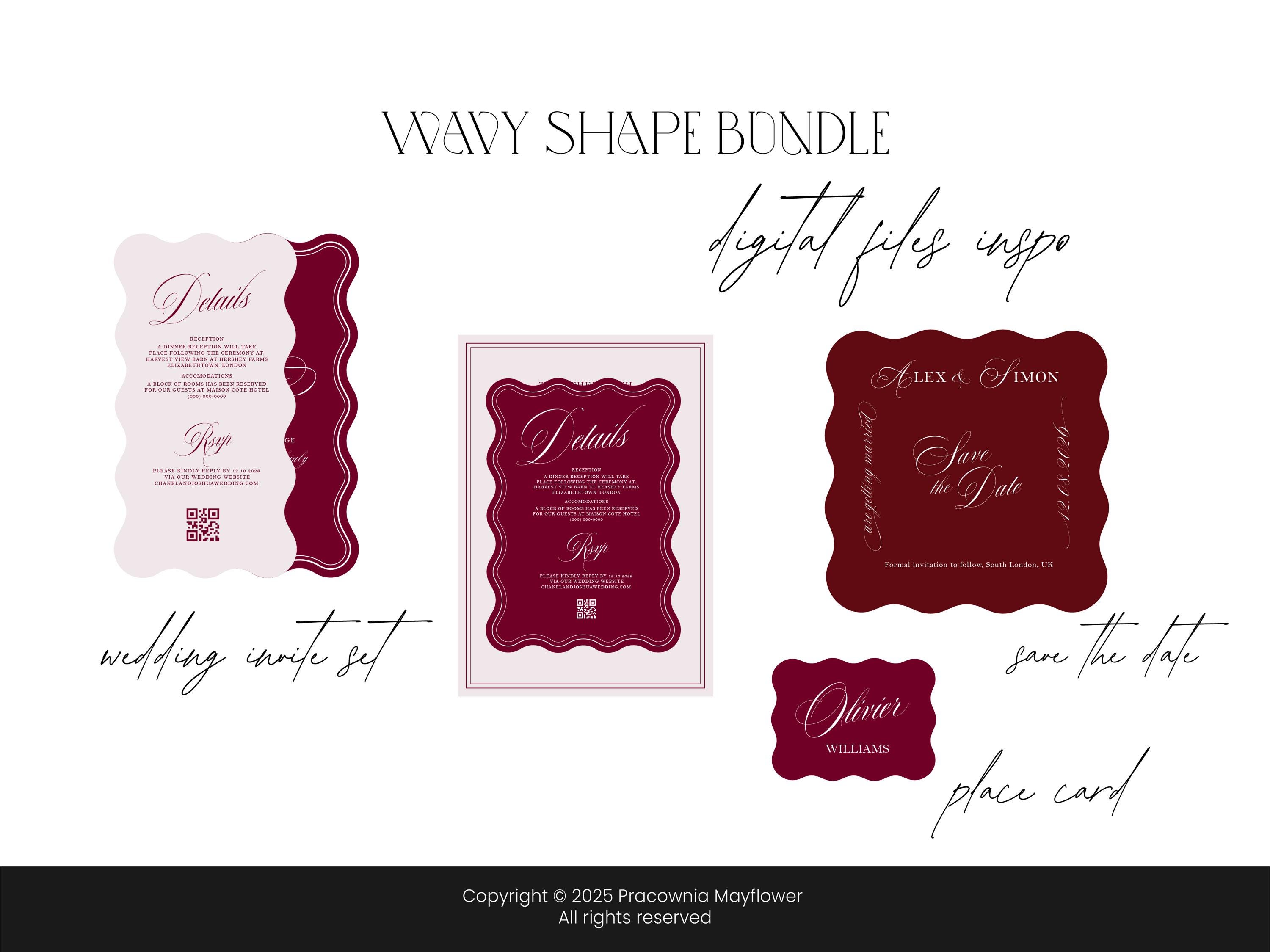 Wavy Shape Bundle Set, Waved Rectangle Shape, Wave Edges, Wavy Square ...
