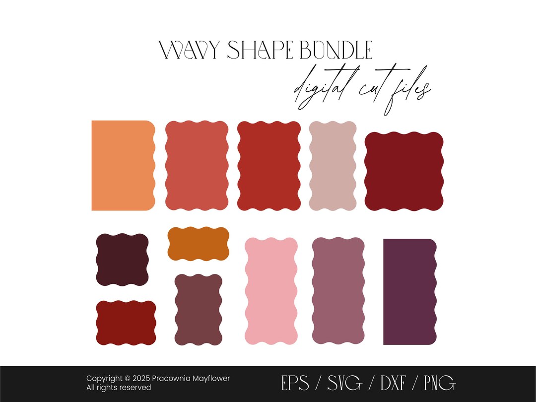 Wave Shape Rectangle Wavy Shape Bundle Set, Waved Rectangle Shape, Wave Edges, Wavy Square ...