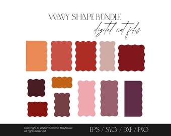 Wavy shape bundle set, Waved rectangle shape, Wave edges, Wavy square outline, Wavy frames, Digital die cut files, Instant download, SVG