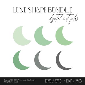 Moon shape svg bundle, Lunar digital cut files, Demi lune shape, Crescent moon svg file, Half moon digital shape, Png svg eps dxf files