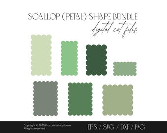 Scalloped shape bundle set, Petal rectangle shape, Scallop edge, Scallop square outline, Scalloped frames, Digital die cut files, SVG
