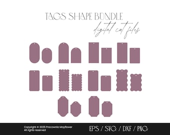 Gift tag bundle set, Tag outline svg files, Digital download, Label shapes, Blank price tag, Cricut, Cut file, Reserved seat tag for wedding
