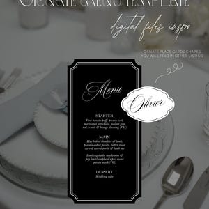 Ornate wedding menu digital files, Vintage romantic menus frame, Ornate shapes, SVG cut files, Marquee borders, Decorative frame, Old money image 8