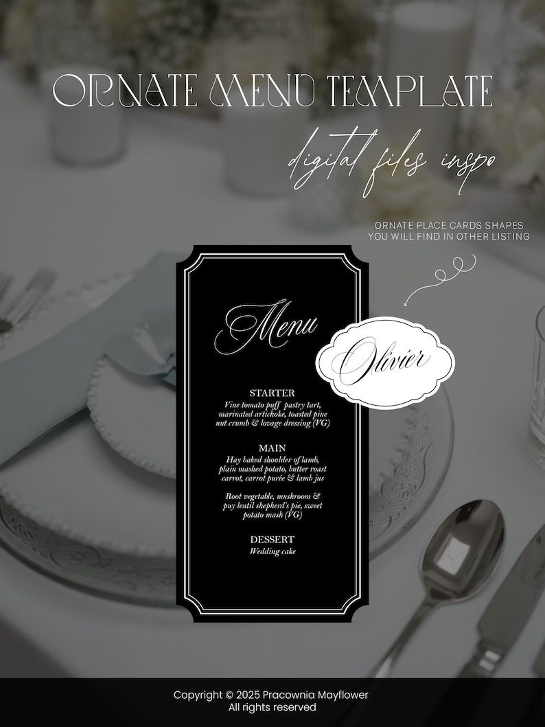 Ornate wedding menu digital files, Vintage romantic menus frame, Ornate shapes, SVG cut files, Marquee borders, Decorative frame, Old money image 8