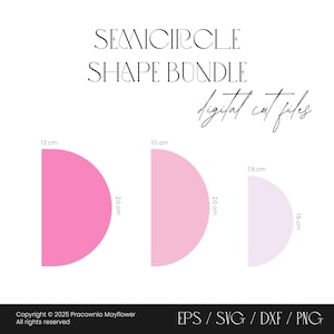 Semicircle shape bundle digital files, Wedding invitation, Menu template, Save the date design, A Half-moon shape, Half circle shape