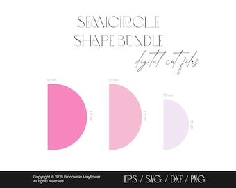 Semicircle shape bundle digital files, Wedding invitation, Menu template, Save the date design, A Half-moon shape, Half circle shape