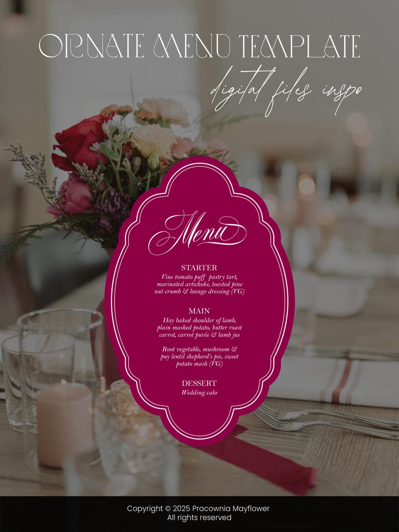 Ornate wedding menu digital files, Vintage romantic menus frame, Ornate shapes, SVG cut files, Marquee borders, Decorative frame, Old money image 4