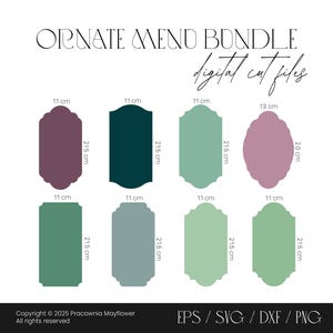 Ornate wedding menu digital files, Vintage romantic menus frame, Ornate shapes, SVG cut files, Ornate borders, Decorative frame, Old money