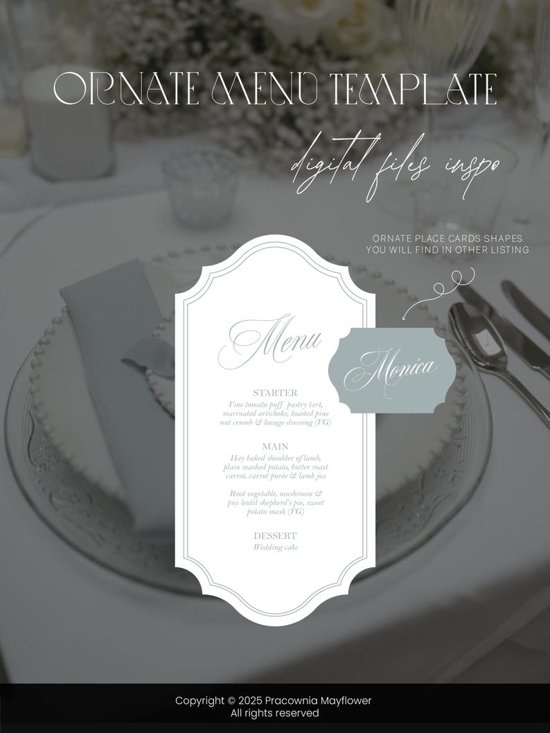 Ornate wedding menu digital files, Vintage romantic menus frame, Ornate shapes, SVG cut files, Marquee borders, Decorative frame, Old money image 7