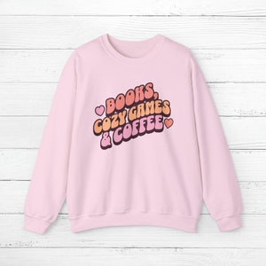 Cozy Gamer Sweatshirt | Cozy Gaming | Gamer Gifts | Cozy Gamer Aesthetic | Gifts for Gamers | Book Lover Gift | Gamer Girl Light Pink