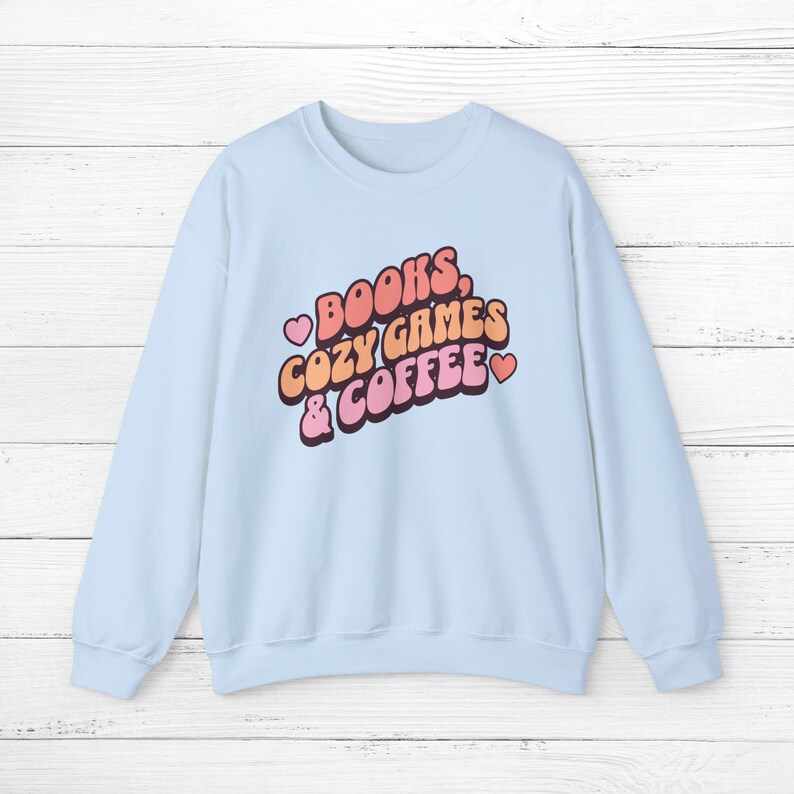 Cozy Gamer Sweatshirt | Cozy Gaming | Gamer Gifts | Cozy Gamer Aesthetic | Gifts for Gamers | Book Lover Gift | Gamer Girl Light Blue
