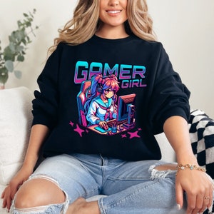 Gamer Girl Sweatshirt | Cozy Gaming Crewneck | Gamer Gifts | Cozy Gamer Aesthetic | Gifts for Gamers | Gamer Girl Shirt
