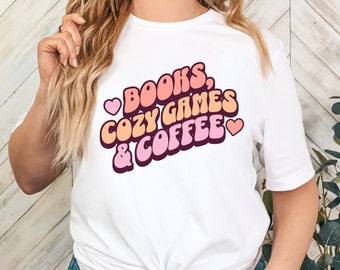 Cozy Games & Coffee T-Shirt: Book Lover Gamer Gift
