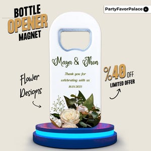 Tropical Wedding Favors: Custom Bottle Opener Magnet Souvenirs