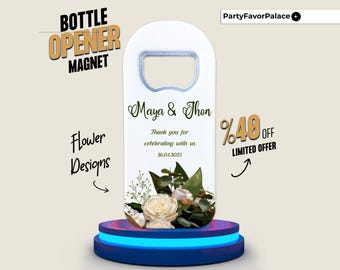 Lembrancinhas de casamento tropicais: abridor de garrafas personalizado com ímã