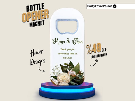 Tropical Wedding Favors: Custom Bottle Opener Magnet Souvenirs