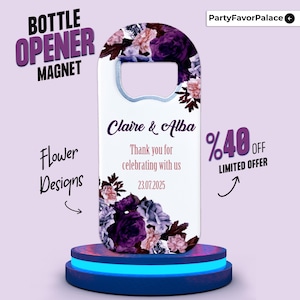 Tropische magneet trouwbedankje: aangepaste flesopener-souvenir