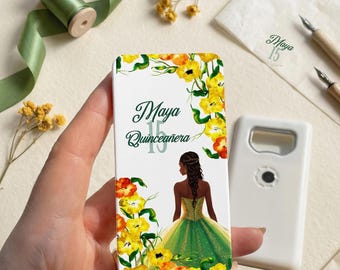 Personalized Quince Años Bottle Opener Magnet Favors