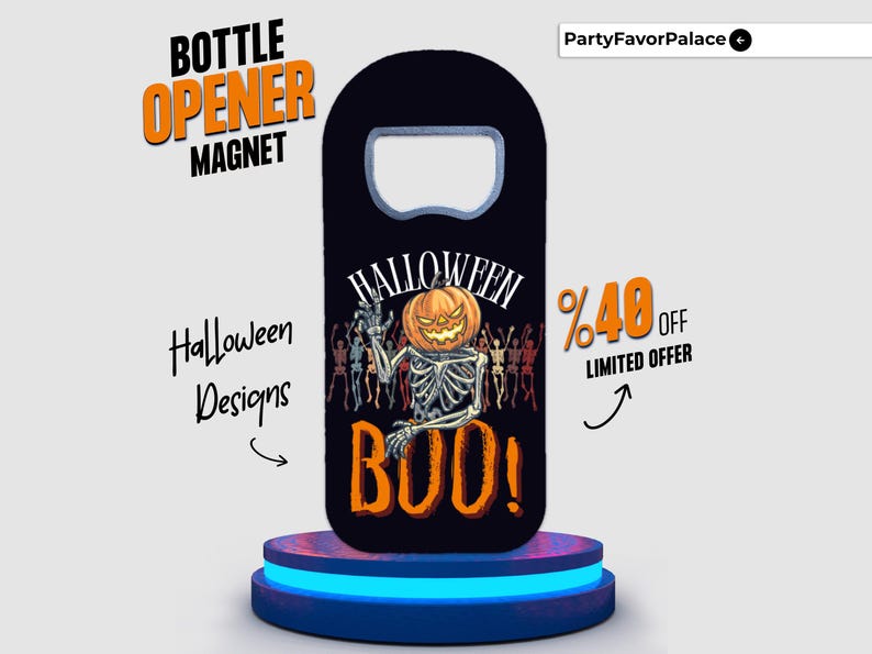 Custom Halloween Bottle Opener Magnet: Spooky Party Favors image 1