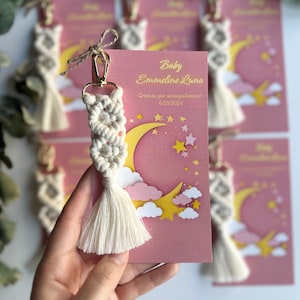 Moon and Stars Baby Shower Favors,Baby shower gift,Gift for Baby shower,Over the moon gift,Macrame keychain colurfull gift,Gift for guest