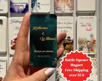 Personalized Bottle Opener Magnet: Wedding Favor Keepsake