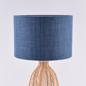 Denim Blue, Navy Blue, Linen Like Drum Lampshade Silver Gold Copper Interior