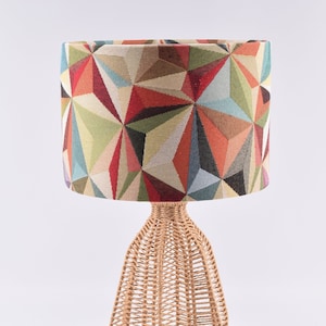 Harlequin, Colourful Drum Lampshade Geometric Multicoloured Star Pattern