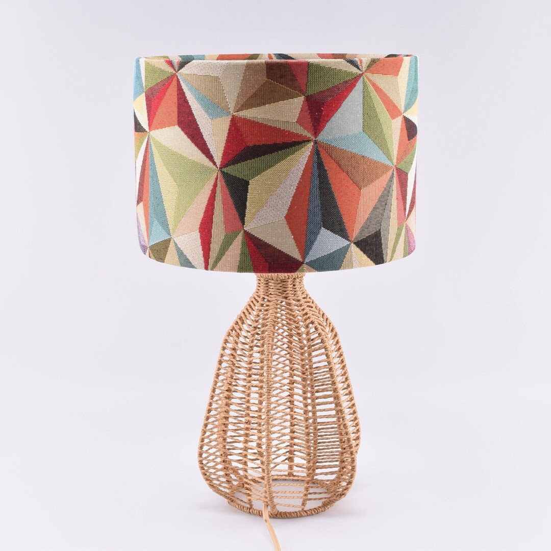 Harlequin, Colourful Drum Lampshade Geometric Multicoloured Star ...