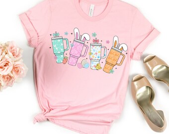 Bunny Mug T-Shirt, Graphic T, Easter Shirt, Stanley cup