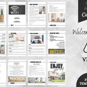 Template for airbnb, welcome book editable in canva, airbnb welcome book template, vrbo