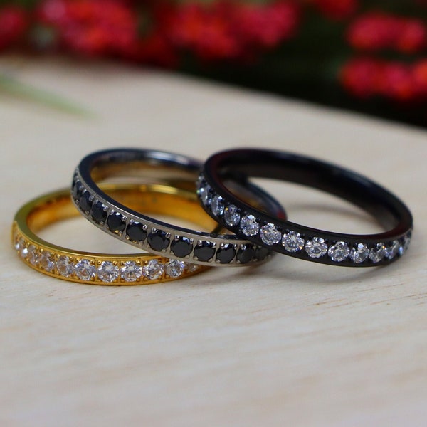 Black Diamond Wedding Bands Women Etsy