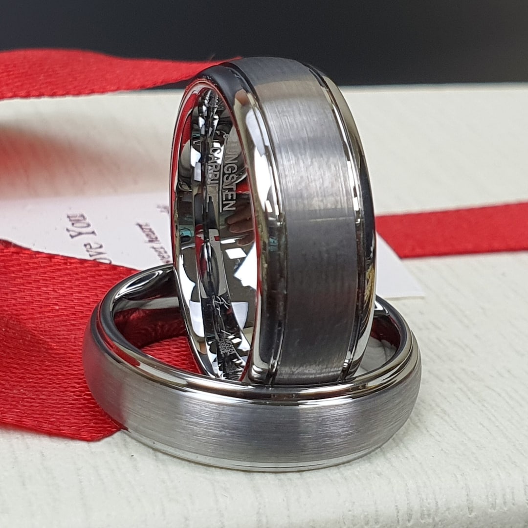 Queenwish 6mm Tungsten Carbide Wedding Band - Gold & Silver Dome Unisex Ring, Comfort Fit (Size 10)