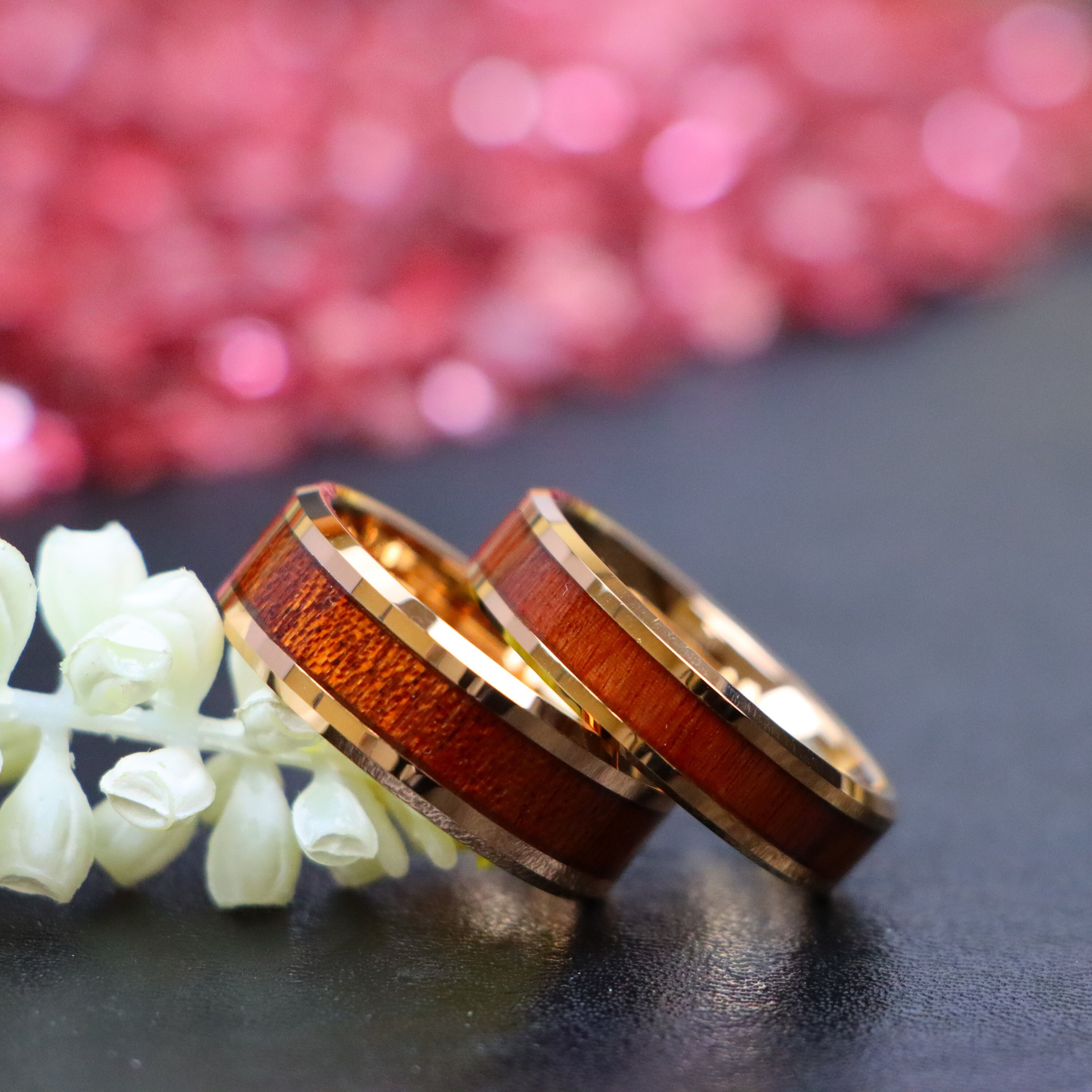 Rose Gold and Bethlehem Olive Wooden Ring — Wedgewood Rings