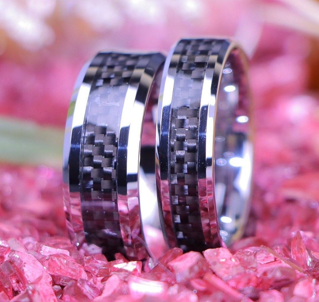 Men's 6mm/8mm Carbon Fiber Tungsten Ringmen's Etsy