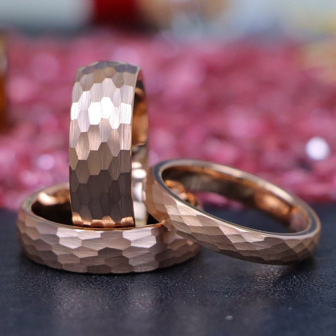 Matching Titanium Wedding Rings – Rose Gold, 4mm Or 6mm Width, Comfort Fit