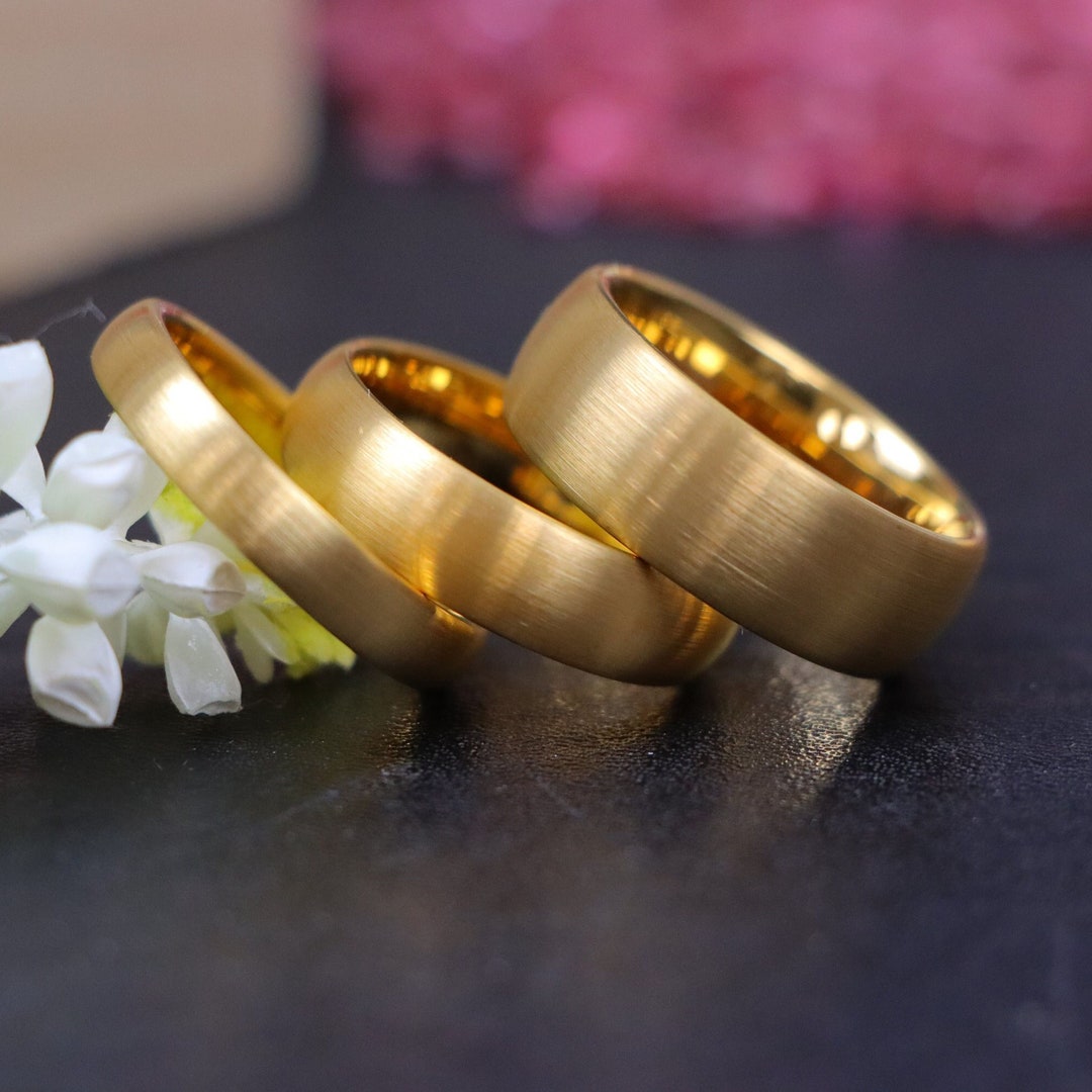 Gold Couple Ring. Male Engagement Ring Gold Tungsten Ring Etsy