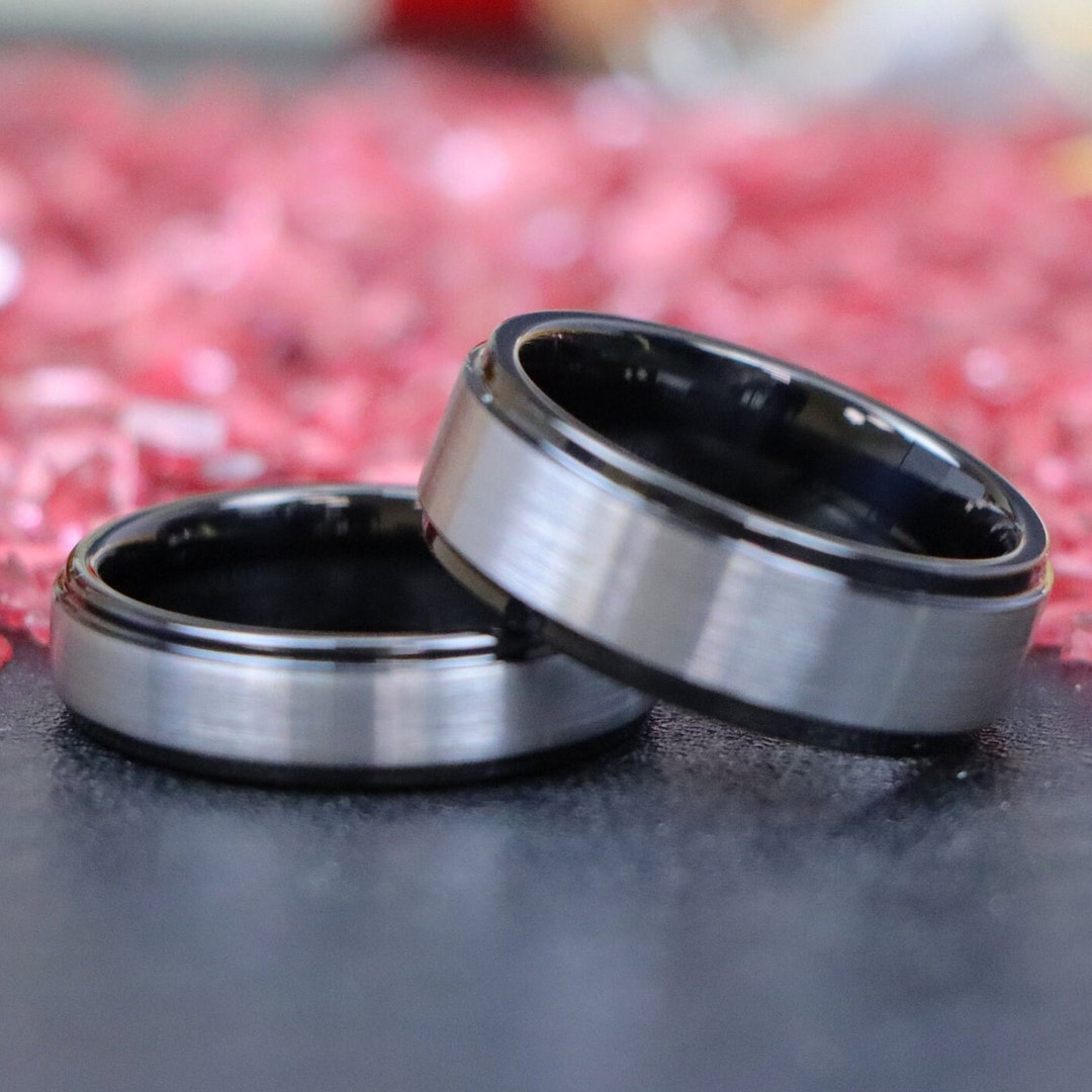 Black Tungsten Proposal Rings,female Pretty Wedding Bands,matching ...
