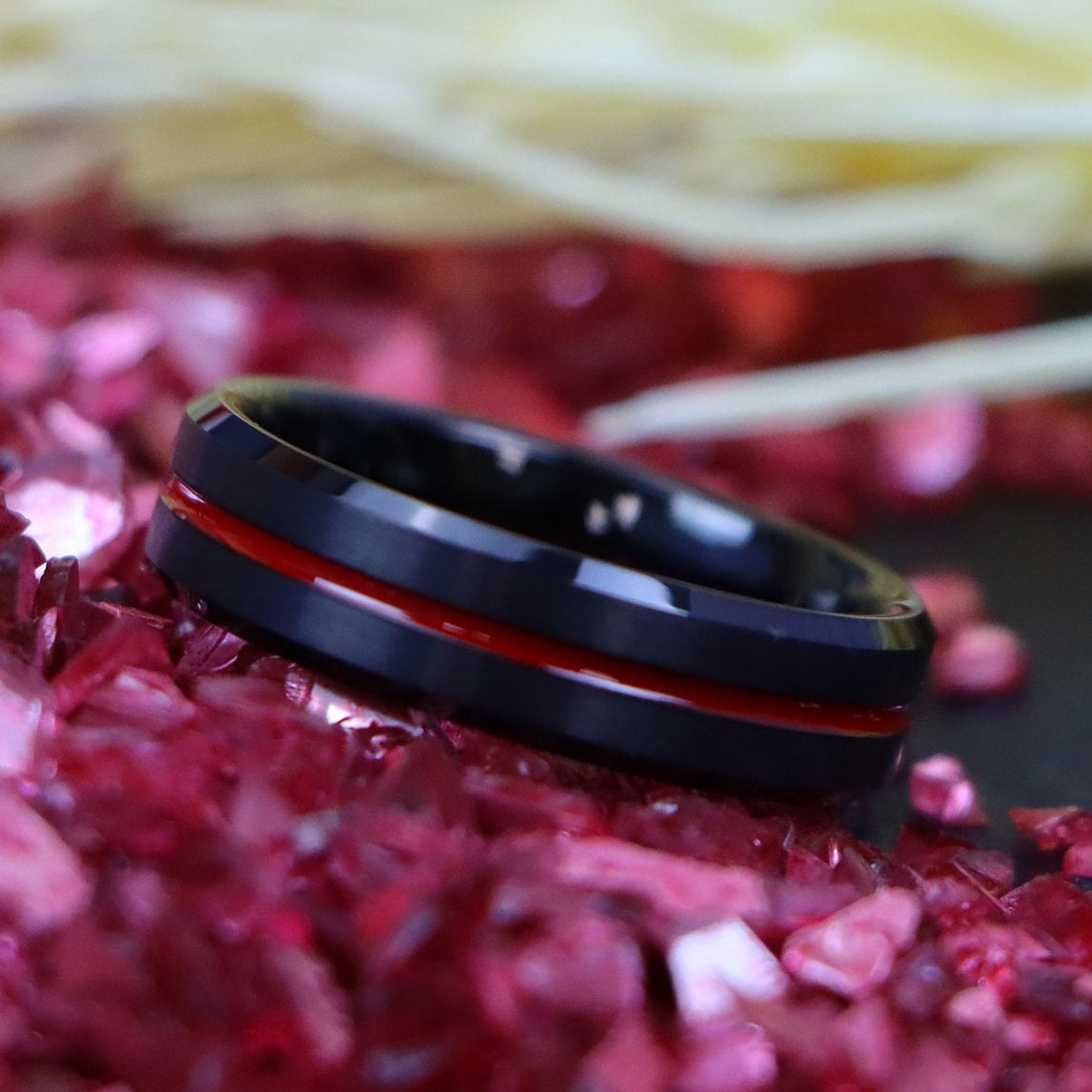Engraved Firefighter Thin Red Line Ring Couple Engagement Etsy Australia