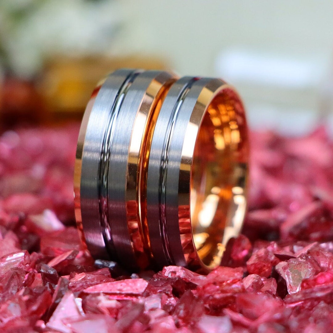 Couple Engagement Rings Rose Gold Ring Men's Wedding Etsy