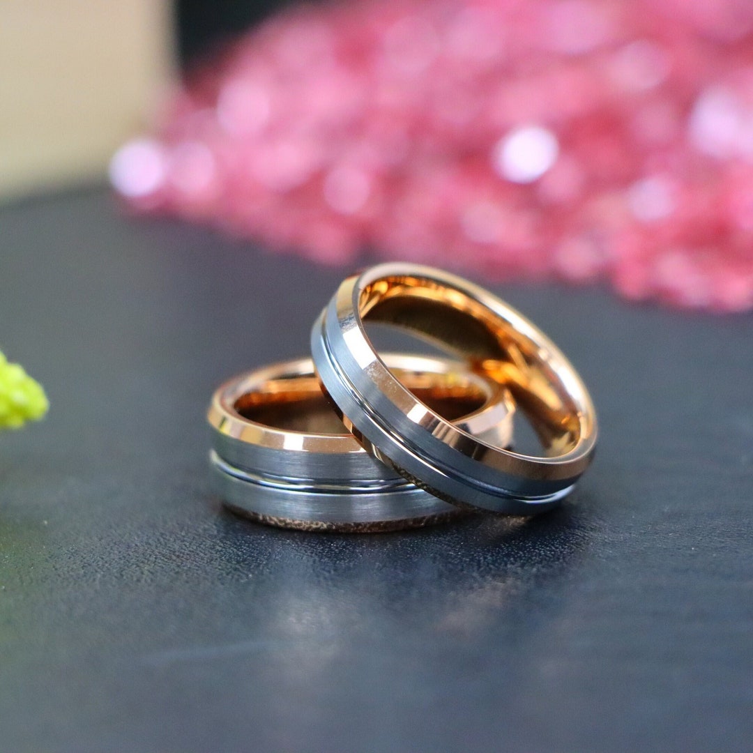 Couple Engagement Rings Rose Gold Ring Men's Wedding Etsy