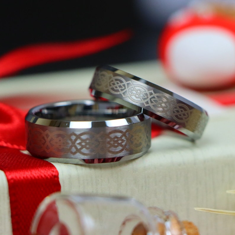 Celtic Cross Design Tungsten Wedding Rings,couple Religion Promise