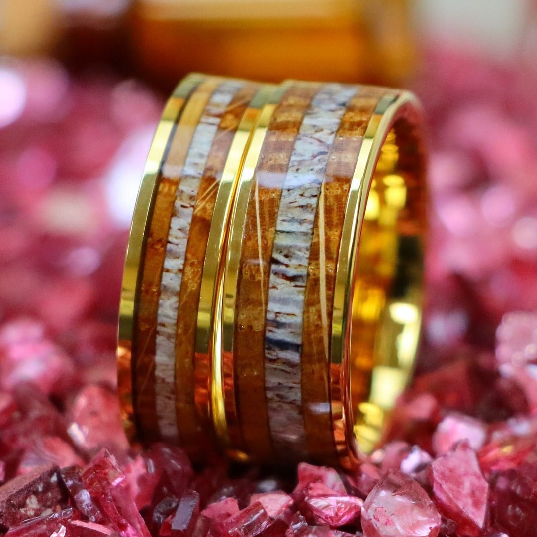 Matching Barrel Rings Whiskey Barrel Wood Inlay Couple Matching Ring6mm 8MM Wooden - Etsy
