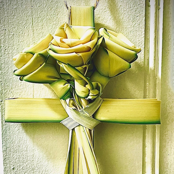 Palm Cross, Religious Gift, Religious Decor, Cross for Over Door, Religious Gifts for Women Home, Easter Palm Leaf Cross, Palm Frond Cross