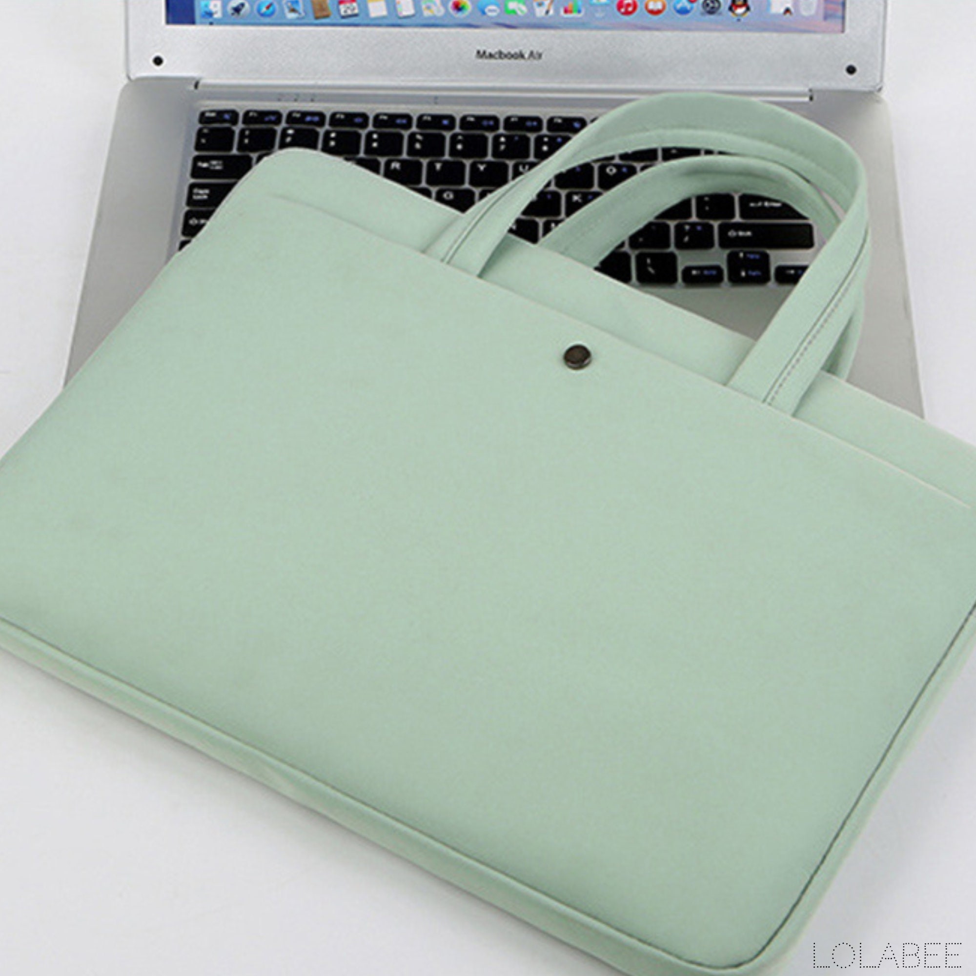 Laptop Bag in Light Green Green Laptop Case With Handles Etsy UK